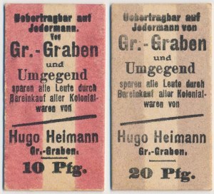 Gross Graben (Grabowno Wielkie), H. Heimann 10 and 20 pfg (2pcs)