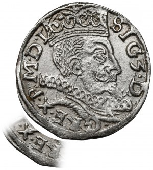 Sigismund III Vasa, Trojak Lublin 1597 - monogram - RE-X error