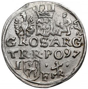 Sigismund III. Vasa, Trojak Lublin 1597 - Monogramm - Fehler RE-X