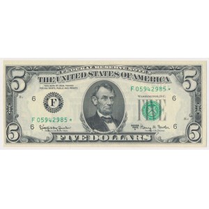 USA, 5 Dollars 1963 - seria zastępcza - z gwiazdką