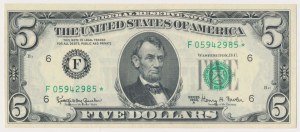USA, 5 dolárov 1963 - náhradná séria - v hlavnej úlohe