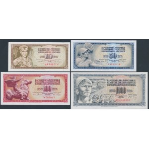 Yugoslavia, 10 - 1.000 Dinara 1965-1974 (4pcs)