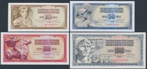 Jugoslávie, 10 - 1 000 dinárů 1965-1974 (4ks)