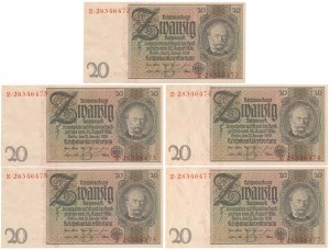 Niemcy, 20 Reichsmark 1929 (5szt)