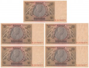 Deutschland, 20 Reichsmark 1929 (5Stück)