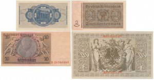 Niemcy, 2 - 1.000 Mark 1910-1946 - zestaw (4szt)