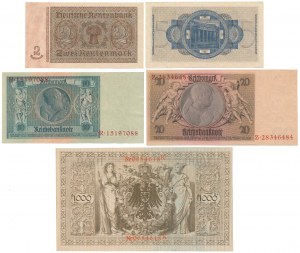 Allemagne, 2 - 1.000 Mark 1910-1946 - set (5pc)