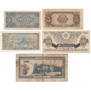 Romania, 3 - 500 Lei 1939-1966 (5pcs)