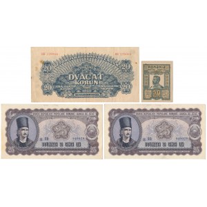 Czechosłowacja 20 Korun 1944 i Rumunia, 50 Bani 1917 i 25 Lei 1952 (3szt)