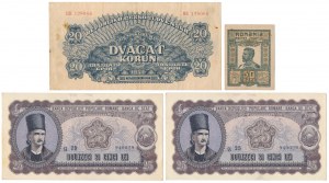 Tschechoslowakei 20 Korun 1944 und Rumänien, 50 Bani 1917 und 25 Lei 1952 (3 St.)