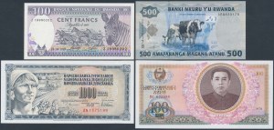 Jugosławia, Rwanda i Korea Północna - zestaw banknotów (4szt)