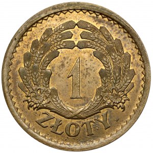 Próba TOMBAK 1 złoty 1928 - wieniec z kłosów - późniejsza odbitka z oryginalnych stempli