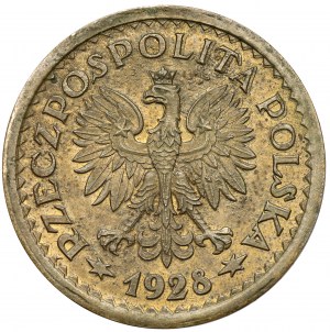 Próba TOMBAK 1 złoty 1928 - wieniec z kłosów - późniejsza odbitka z oryginalnych stempli
