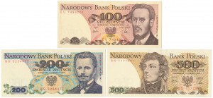 Set year 1979 - 100, 200 and 500 zloty - EU, BG, BN series (3pcs)