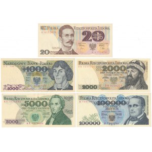 PRL, zestaw banknotów (5szt)