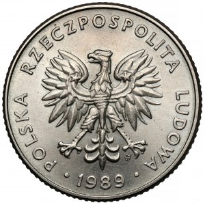 Próba MIEDZIONIKIEL 20 złotych 1989 - napis odwrotnie