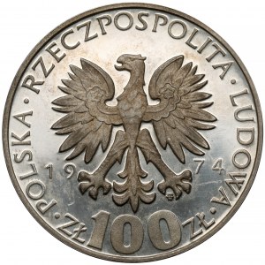 Sample SILVER 100 gold 1974 Skłodowska-Curie - left / LARGE eagle