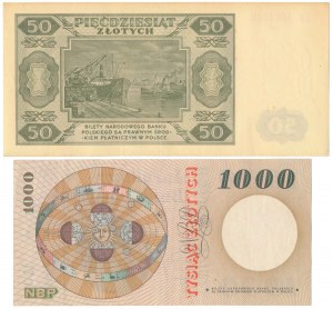 Set di 50 zloty 1948 e 1.000 zloty 1965 (2 pezzi)