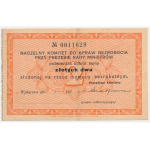 Naczelny Komitet do Spraw Bezrobocia, Asygnata na 2 złote (1931)