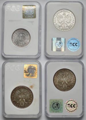 Testa di donna e Pilsudski, 5-10 oro 1932-1934 - set (4 pezzi)