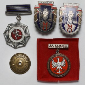 PRL, Zestaw Odznak + Nakrętka (5szt)