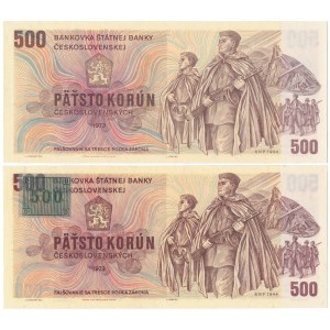 Czechoslovakia, 500 Korun 1973 & 500 Korun (1993) - with stamp (2pcs)
