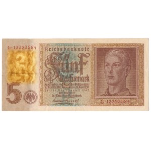 Germany, 5 Reichsmark 1942 - watermark 5 upside down