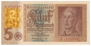 Allemagne, 5 Reichsmark 1942 - 5 inversé en filigrane
