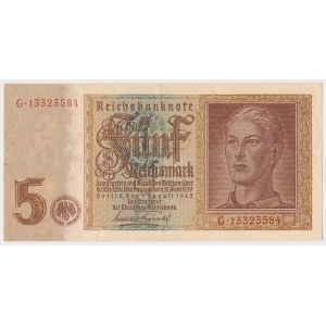 Germany, 5 Reichsmark 1942 - watermark 5 upside down
