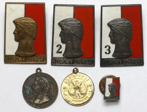 PRL, Odznaki, Wzorowy Żołnierz + medaliki - zestaw (6szt)