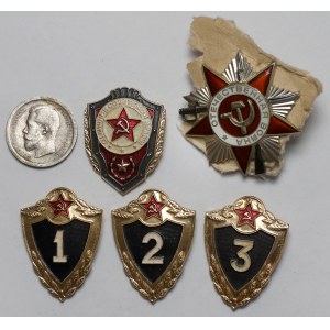 ZSRR, Zestaw odznak + 50 kopiejek 1895 (6szt)