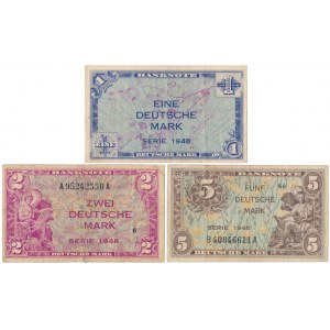 Niemcy, 1, 2 i 5 Deutsche Mark 1948 (3szt)