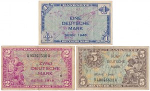 Germany, 1, 2 & 5 Deutsche Mark 1948 (3pcs)