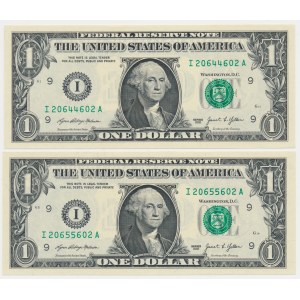 USA, 1 Dollar 2021 - 20644602 i 20655602 - Radar Serial Numbers (2pcs)