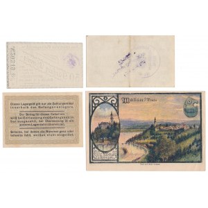 Zestaw banknotów obozowych i Austria, 150 Heller 1920 (4szt)