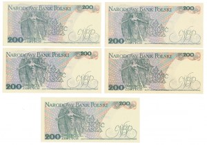 200 zloty 1986-1988 - MIX series set (5pcs)