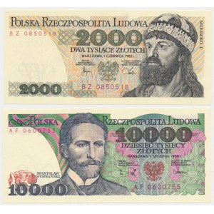 2.000 zł 1982 - BZ i 10.000 zł 1988 - AF (2szt)