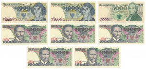 Set of 1,000 - 10,000 zl 1982-1988 (8pcs)