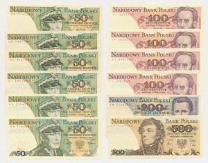 Set of 50 - 500 PLN 1982-1988 (12pcs)