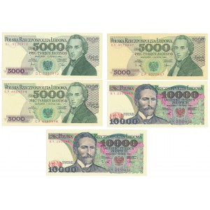 Zestaw 5.000 i 10.000 zł 1982-1988 (5szt)