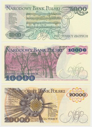 Set of 5,000, 10,000 and 20,000 zloty 1982-1989 (3pcs)