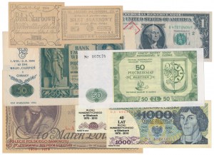 Printed banknotes, banknote reprints, etc. (8pcs)
