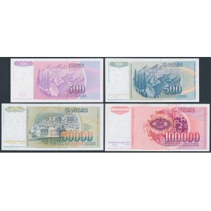 Jugosławia, 500, 50.000 i 100.000 Dinara 1988-1992 (4szt)