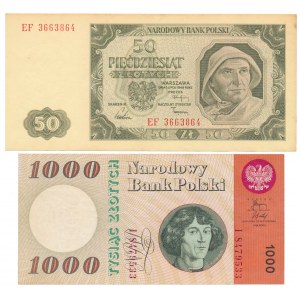 Zestaw 50 zł 1948 i 1.000 zł 1965 (2szt)