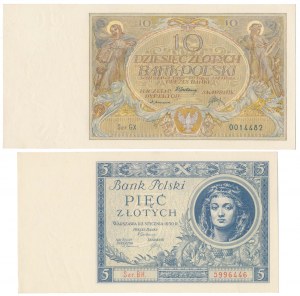 Set of 10 zloty 1929 and 5 zloty 1930 (2pcs)