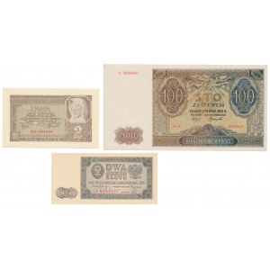 Zestaw banknoty okupacji i 2 zł 1948 (3szt)