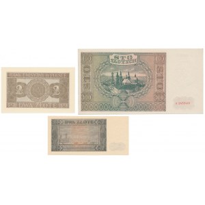 Zestaw banknoty okupacji i 2 zł 1948 (3szt)