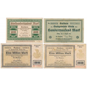 Gorlitz (Zgorzelec), 100.000, 500.000 i 2x 1 mln mk 1923 (4szt)