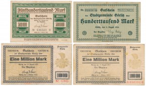 Gorlitz (Zgorzelec), 100.000, 500.000 und 2x 1 Million mk 1923 (4pc)