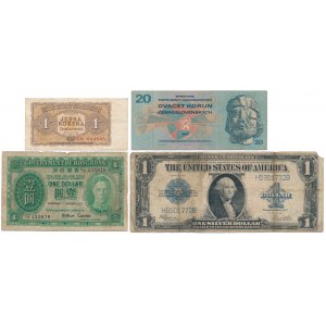 Czechoslovakia, Hong Kong & USA - set of banknotes (4pcs)